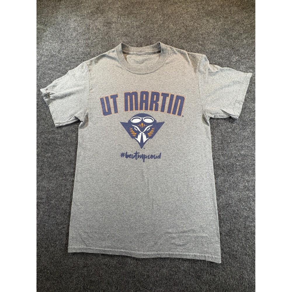 UT Martin Skyhawks Heather Gray Graphic T-Shirt Short Sleeve Crew Neck 2954